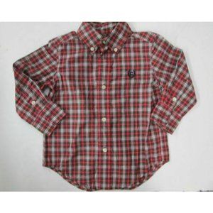 Chaps long sleeve plaid button down collar dress s